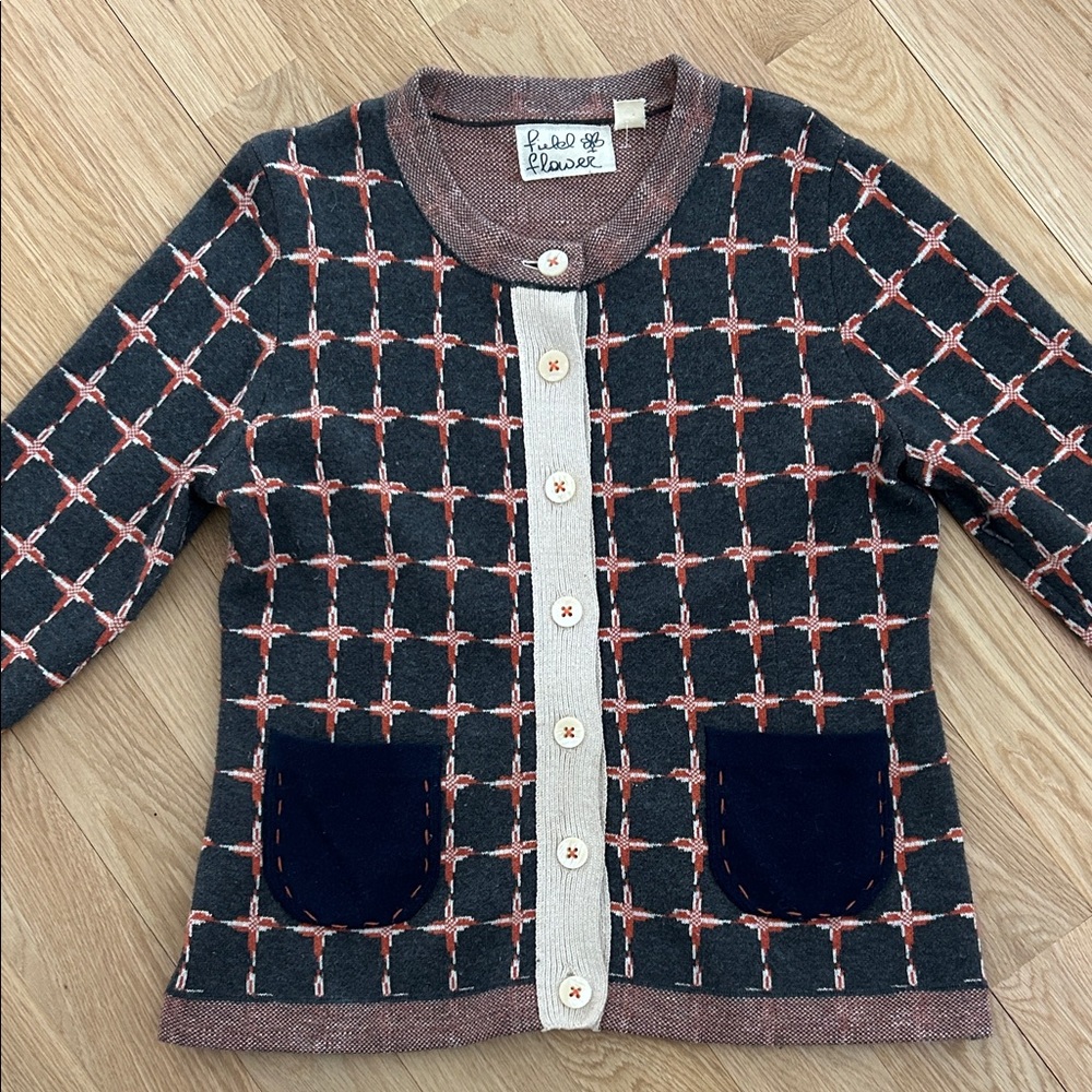 Anthropology Field Flower Chic Women's Cardigan with Button Detail